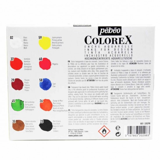PEBEO 320298 Watercolor ink set Manga Colorex 20 ml 10 colors.